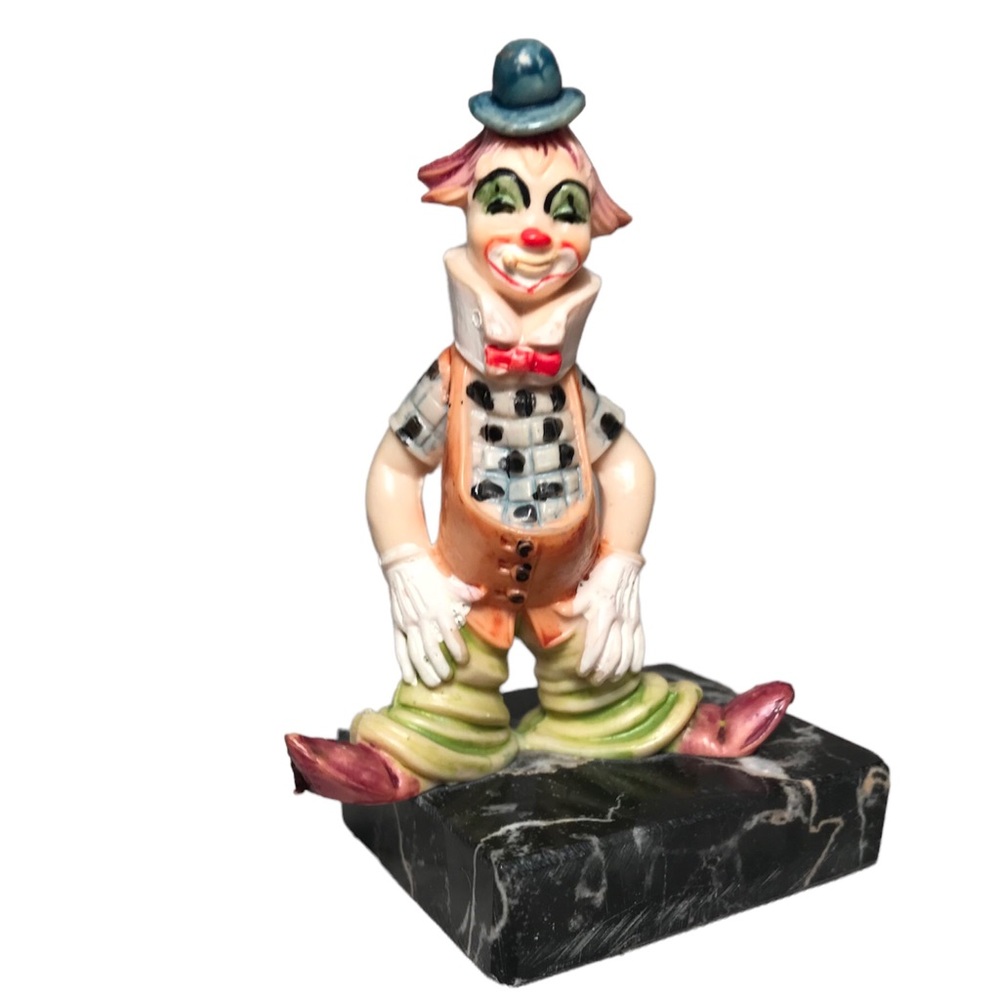 VTG clown Simonelli 3 in. figurine cake topper Resin & marble base Made in Italy